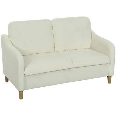 2-Sits Soffa Kompakt Gräddvit Sherpa Fleece Liten 137 cm