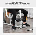 Kompakt Hemgym med 45 kg Vikter, Mångsidig Träningsstation med Benpress, Robust Stålram och PU-Läder för Hemmaträning, Vit, 150 x 110 x 210 cm