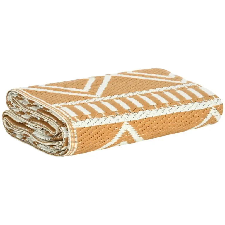 Utomhusmatta Plastmatta Kaffe och Vit av Plast 121 x 182 cm