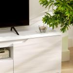 TV-Bänk TV-Skåp Lowboard med 2 Dörrar Vit av Trä för Vardagsrum TV-Skiva med Kabelhantering 160 cm