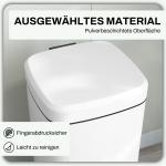 Papperskorg 30 L, Mjukstängande Lock, Fingeravtryckssäker, Fotpedal, Metall/Plast, Vit, 28 x 35 x 63,5 cm