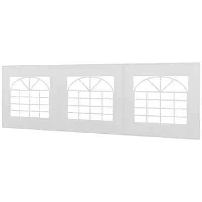 Vattentät Sidovägg för Partytält &Amp; Paviljong, 6x2 m, Vit
