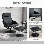Vilstol med Fotpall, Konstläderfodral, Liggande, Ergonomisk Design, Svart