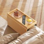 Soffbricka Armstöd Naturfärgad Bambu för Vardagsrum Bricka för Soffa Flexibel Design för Dryck och Snacks Praktisk