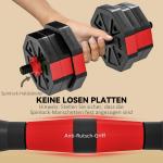 Hantelset 6 i 1 Justerbart Röd Kompositmaterial för Hemmaträning 20 kg Viktsats med Skivstångsfunktion och Kettlebellgrepp Mångsidig Utrustning