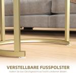 Soffbord Sidobord Set om 2 Guld av Stål och Glas för Vardagsrum och Sovrum Runda Stapelbara Bord