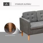 3-Sitsig Soffa i Modern Design, Rymlig Tygsoffa med Avtagbara Dynor, Stabil Träram och Bekväm Stoppning, Grå, 166,5 x 62 x 82 cm