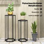 Blomställer 2-pack Hexagonal Svart Metall för Trädgård och Balkong Modern Design Väderbeständig Krukhållare