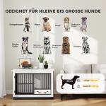 Stor Hundlåda med Lättillgänglig Låsbar Design och Roterande Skålhållare, Vit