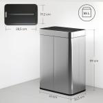 Soptunna med Sensor Silver Rostfritt Stål för Kök och Kontor Automatisk Papperskorg med Rörelsesensor Hygienisk Avfallshantering Touch Free 55 l