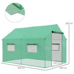 Folieväxthus Tomathus Grön av Stål och PE för Trädgård Vindtätt Växthus med Upprullbart Fönster och UV-Skydd 2 x 3 x 2 m