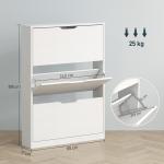 Skoskåp Skotippare med 3 Klaffar Vit av Trä för Hall ve Entré Smal Skolåda för 9-12 Par Skor 80 x 17 x 108 cm