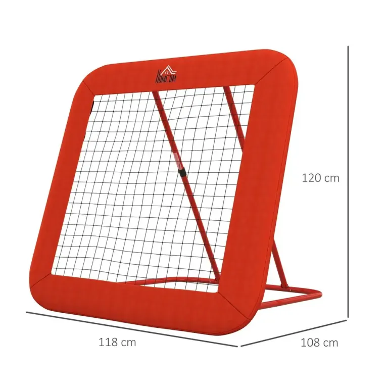 Rebounder Fotbollsnät Röd av Metall och Nät för Bollsport