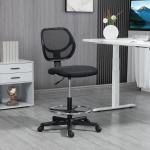 Ergonomisk Kontorsstol med Fotstöd, Höj- och Sänkbar Skrivbordsstol, Bekväm Snurrstol för Arbetsplatsen, Svart
