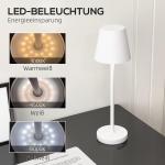 Bordslampa Sänglampa Vit av Metall för Vardagsrummet Uppladdningsbar USB Lampa med 3 Ljusfärger Pekbrytare Bärbar