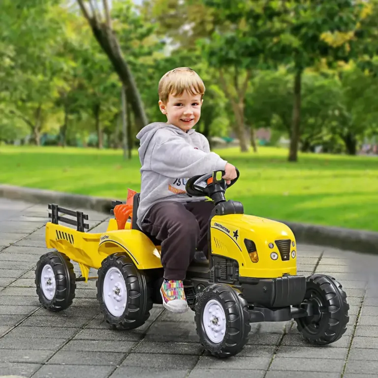 Pedaltraktor med Släp Verktyg och Horn 133 x 42 x 51 Cm