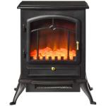Elektrisk Kamin med Realistisk Flameffekt Fristående Eldstad med Överhettningsskydd 2 Värmelägen Svart 45 X 28 X 54 Cm 1000/2000 W