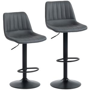 Barstolar 2 pack Retro Grå Tyg och Metall för Kök och Bar Justerbara Barstolar med Fotstöd och Ryggstöd Bekväm Design och Stabil