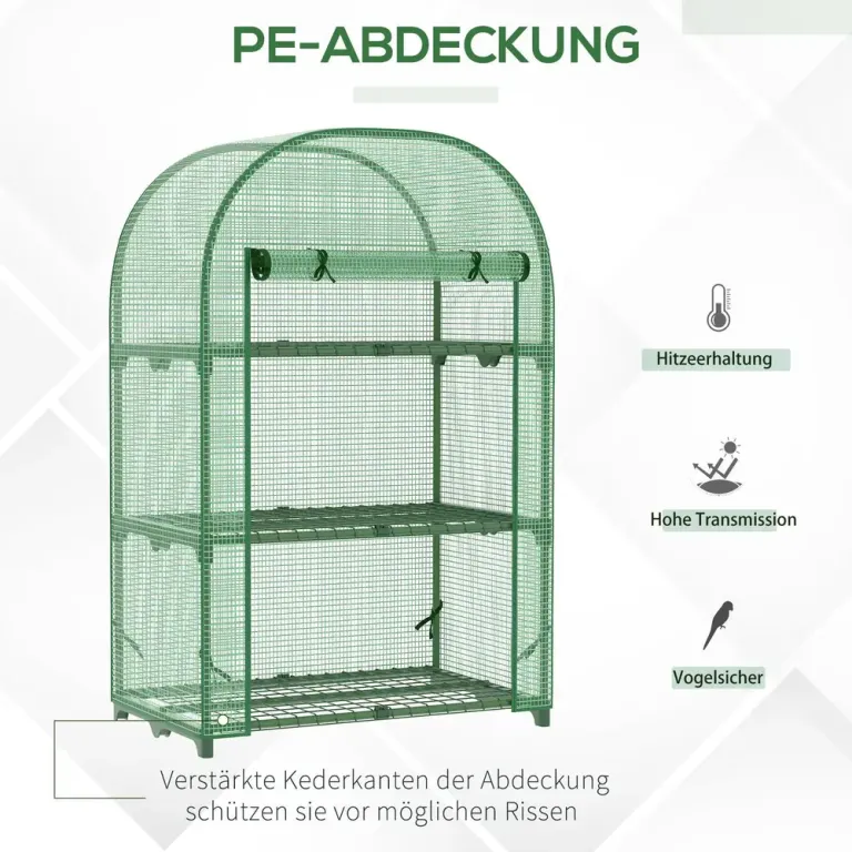 Litet Tunnelväxthus 3 Hyllor Kompakt 80 x 49 x 120 cm