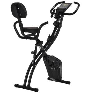 Motionscykel 2 i 1 Cykeltränare Hemmatränare Hopfällbar 8 Nivåer Justerbart Magnetiskt Motstånd med 1 Par Spännlina