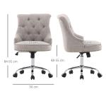 Ergonomisk Kontorsstol Linnetyg Höj- och Sänkbar Retrodesign Bekväm Vaddering för Hemmakontor Ljusgrå 54 X 65,5 X 84-91 Cm