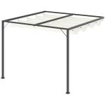 Vägghängd Pergola med Tak, Modern Trädgårdspaviljong i Metall, Skapar Skugga och Rumskänsla på Uteplatsen, Krämvit, 3 x 3 m