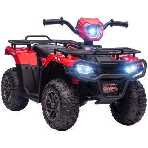Elektrisk Fyrhjuling för Barn, Tuff ATV med LED-Ljus och Musik, Rolig Körupplevelse för Små Äventyrare, Svart/Röd, 88 x 45 x 50 cm