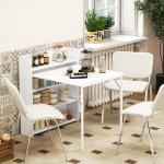 Matbord Hopfällbart med 4 Hyllplan för Små Kök och Matsalar Ergonomisk och Stabil Vit MDF med Anti-kipp Funktion