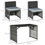 Matgrupp i Konstrotting 4 Personer, Bekväm Utemöbel med Soffa och Bord, Väderbeständig Design för Terrass, Grå
