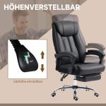 Kontorsstol Chefsstol Svart av Konstläder och Metall för Bekvämt Arbete Ergonomisk och Justerbar Höjd Fällfunktion 120 kg