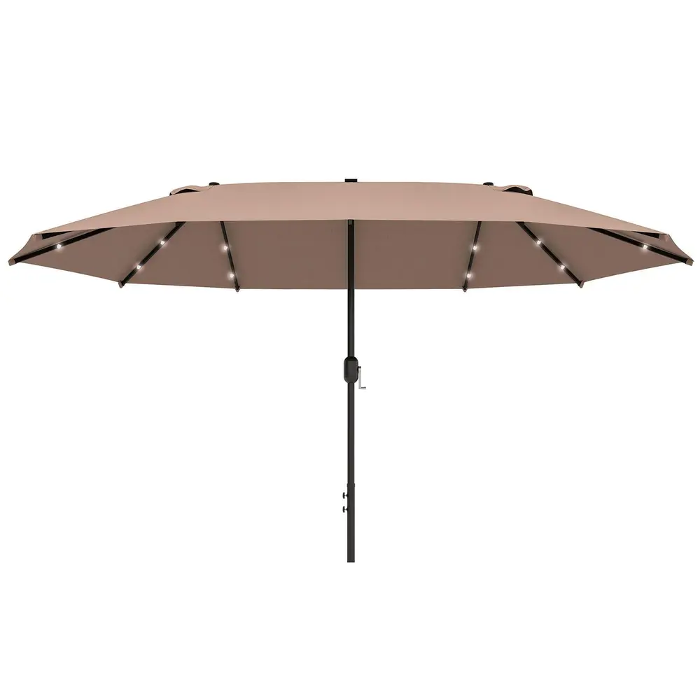 Dubbelt Parasoll med LED-Belysning Stort 440 x 260 Cm