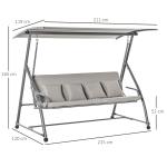 Lyxig Hammock med Liggfunktion, 3-Sitsig Trädgårdsgunga med Justerbart Tak, Bekväm Hängsoffa i Polyester för Uteplats, Brun, 215 x 120 x 165 cm