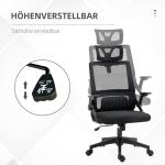Kontorsstol Datorstol Svart av Mesh och Metall för Arbetsplats Ergonomiskt Justerbar med Nackstöd och Armstöd Vippfunktion
