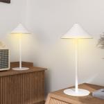 LED Bordslampa med USB-kabel, Touch Switch och Uppladdningsbar i Metall, Vit