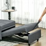 3-i-1 Bekväm Fåtölj, Modern, Linnelook, Inklusive Dyna, upp till 150 kg, Mörkgrå, 65,5 x 104 x 81 cm
