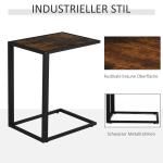 Sidobord i C-Form, Praktiskt Laptopbord för Soffa och Säng, Industriell Design med Träskiva och Metallram, Rustik Brun, 40,6 x 50,8 x 64,2 cm