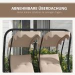 Hammock Trädgårdsgunga 2-Sits med Soltak Beige av Tyg och Metall för Trädgård och Terrass Gunga med Mugghållare 220 kg 170 x 136 x 170 cm