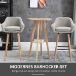 Barpallar Kökspallar Set om 2 Beige av Linne och Bokträ för Kök och Bar Bistropall med Sittdynor och Fotstöd Bekväm Design