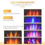 Elektrisk Spis Väggspis Svart av Glas och Metall för Väggmontering LED Flammeffekt 7 Färger med Fjärrkontroll 1000/2000 W
