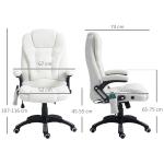 Kontorsstol Chefsstol Vit av Teddy Sammet och Metall för Kontor Massagefunktion med Värme och Fotstöd 67 x 74 x 107-116 cm