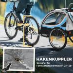 Cykelkärra för Barn 2-i-1, Säker Barnvagn för Cykling och Promenad, Rymlig Kupé med 5-Punktsbälte, Blå/Svart