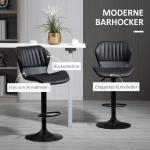 Barstolar i Konstläder 2-Pack, Snurrbara Köksstolar med Ryggstöd, Justerbar Höjd för Bar och Kök, Svart, 48,5 x 55,5 x 90-110 cm