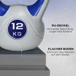 Kettlebell 12 kg, Ergonomisk Träningsvikt för Styrka och Kondition, Skonsam mot Golv, Blå