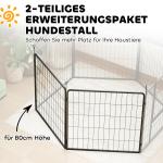 Set Med 2 St Förlängningspaneler 2 Stängselpaneler För Utomhusbruk, 80 X 80 Cm Valpstaket İ Stål, För Små Och Medelstora Hundar, Svart
