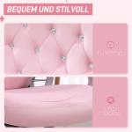 Kontorsstol Skrivbordsstol Rosa av Tyg och Metall för Kvinnor Ergonomisk med Vippfunktion Höjdjusterbar 120 kg