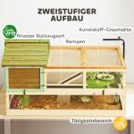 Sköldpaddshus Orange Trä för Reptiler 2 Nivåer Terrarium med Lamphållare och Sovplats Rymlig Bur med God Ventilation