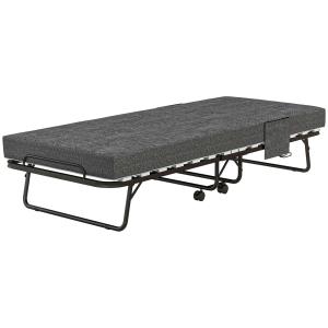 Hopfällbar Säng med Madrass, 4 Hjul, upp till 150 kg, Metallram, Mörkgrå, 190 x 80 x 42 cm