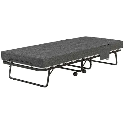 Hopfällbar Säng med Madrass 4 Hjul Upp 190 x 80 x 42 cm