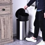 Pedalhink Rostfritt Stål Hygienisk Papperskorg med Mjukstängande Lock och Innerhink Silver 25,8 X 42 Cm 12 L