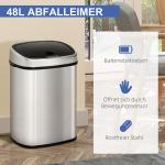 Sopkärl 48 L Kökssoptunna med IR-Sensor Rostfritt Stål Hygienisk Silver 40,5 X 29,5 X 68 Cm